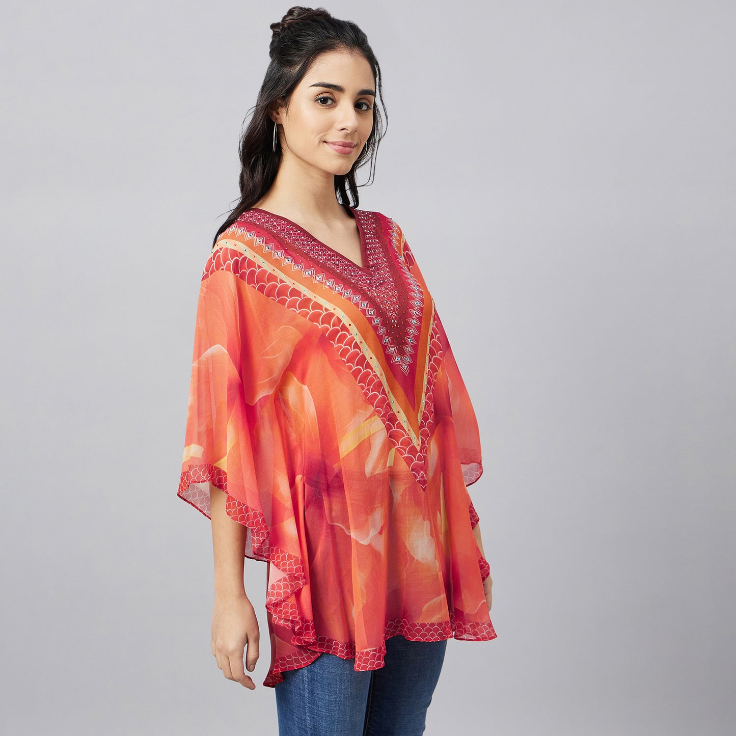 Orange and Red Floral Tunic