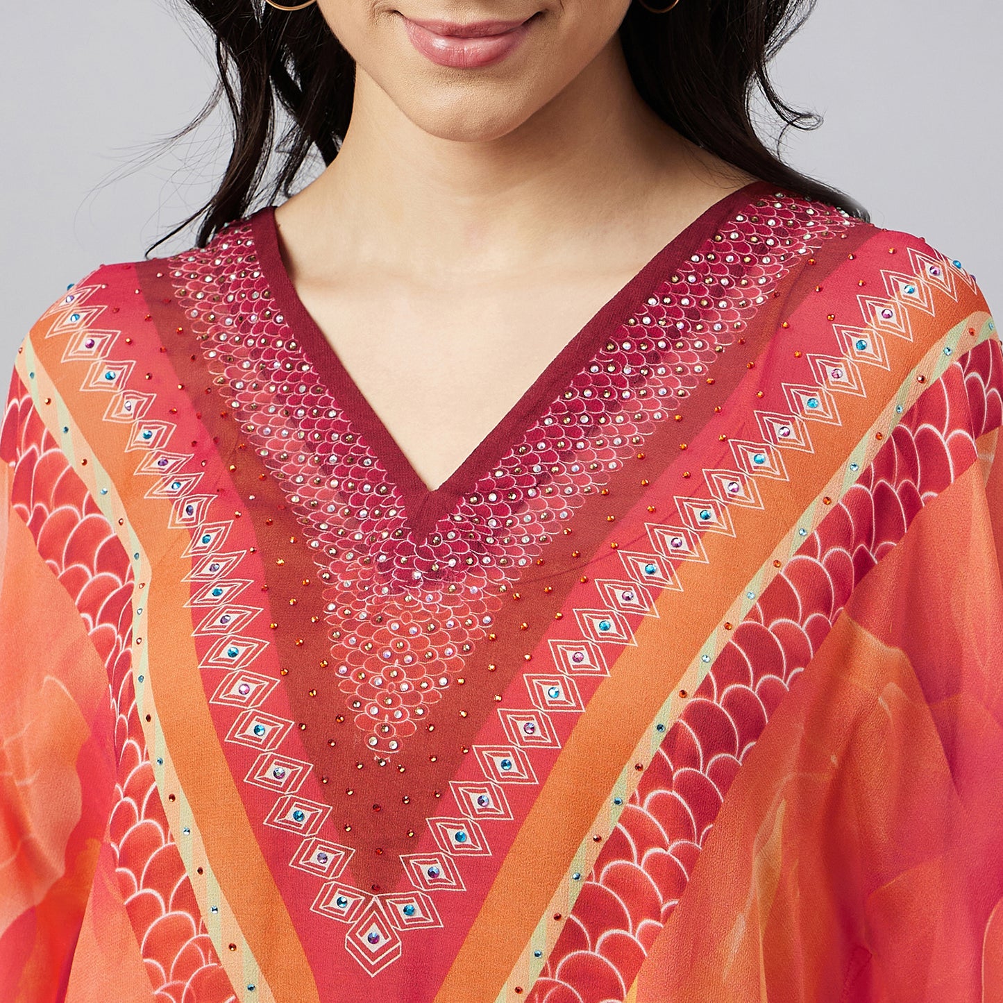 Orange and Red Floral Tunic