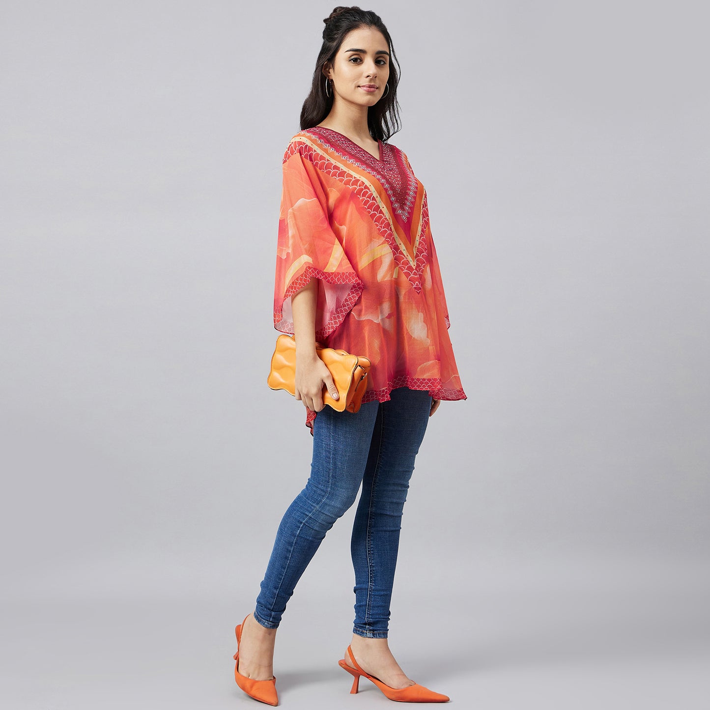 Orange and Red Floral Tunic