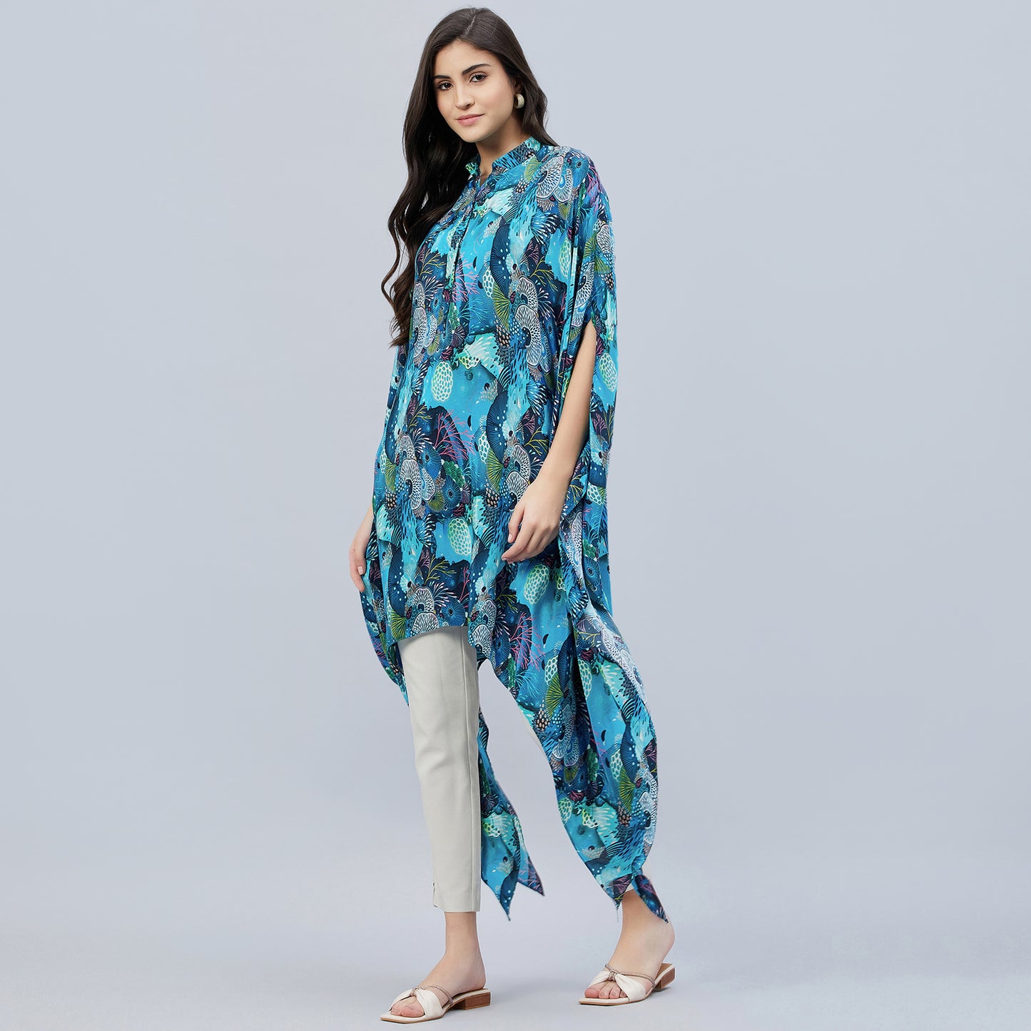 Blue and Green Sea Jungle Print Tunic