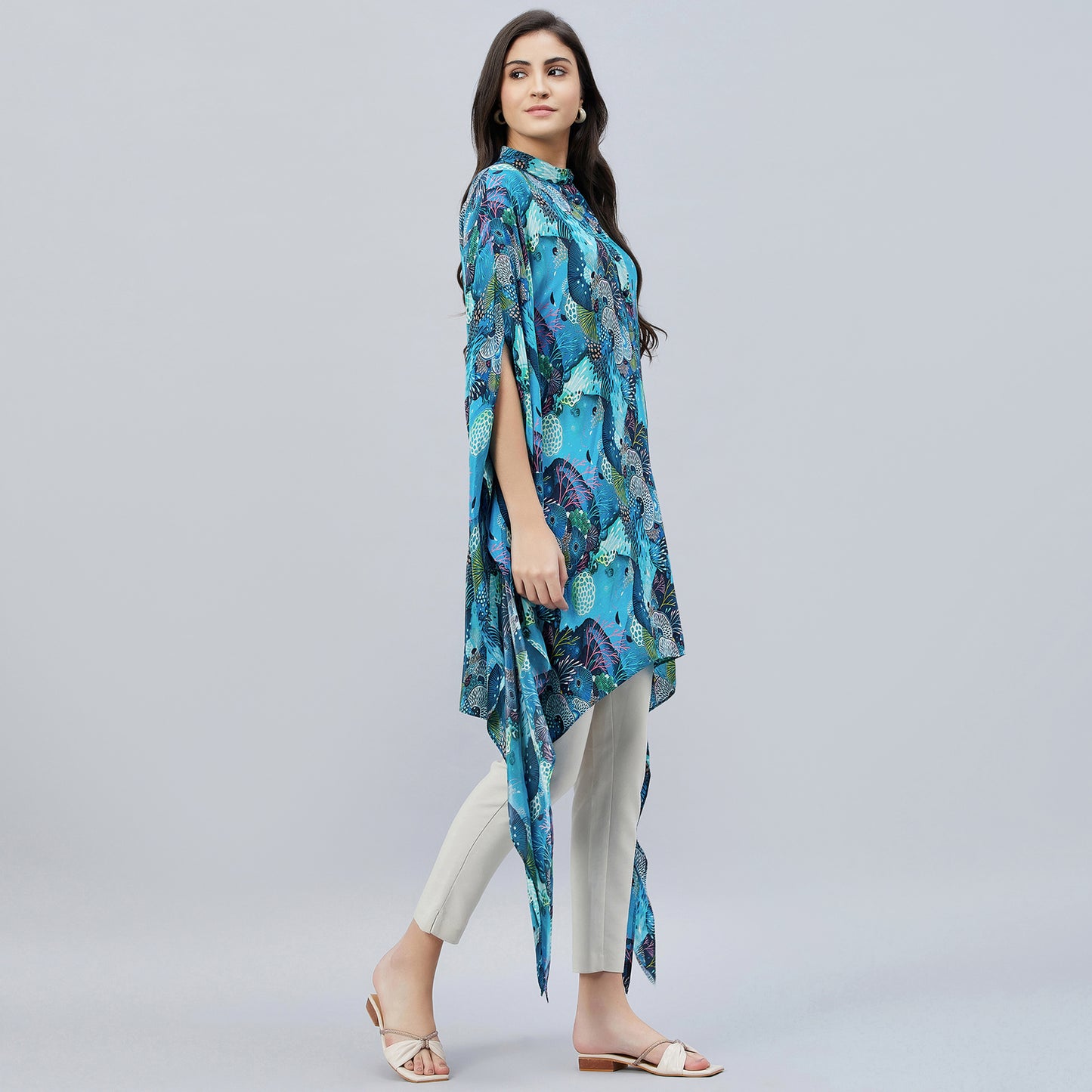 Blue and Green Sea Jungle Print Tunic