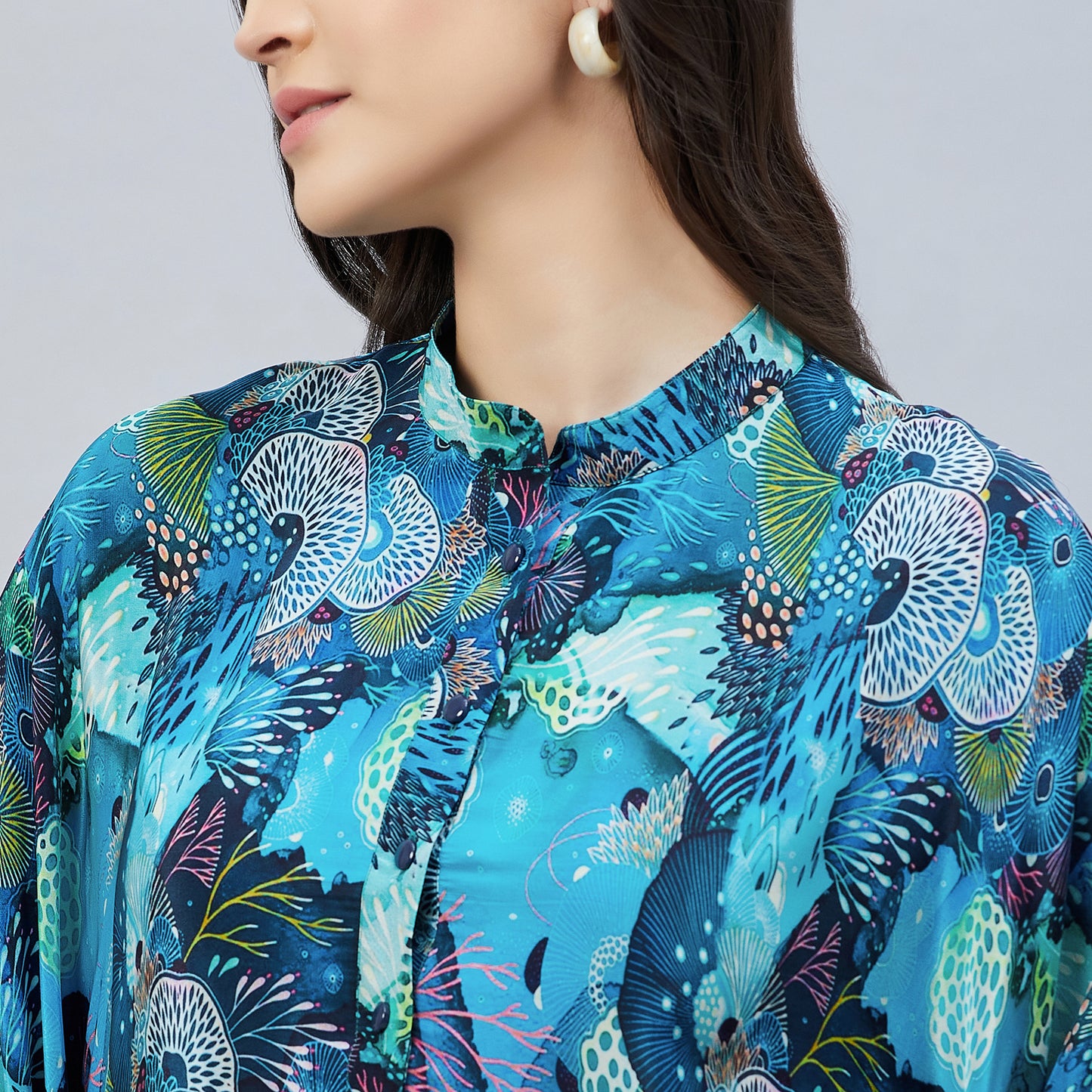 Blue and Green Sea Jungle Print Tunic