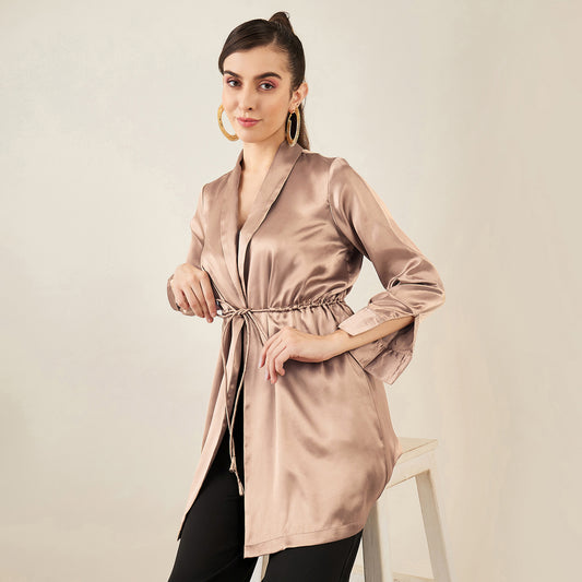 Hazel Brown Semi-Formal Embellished Satin Tunic