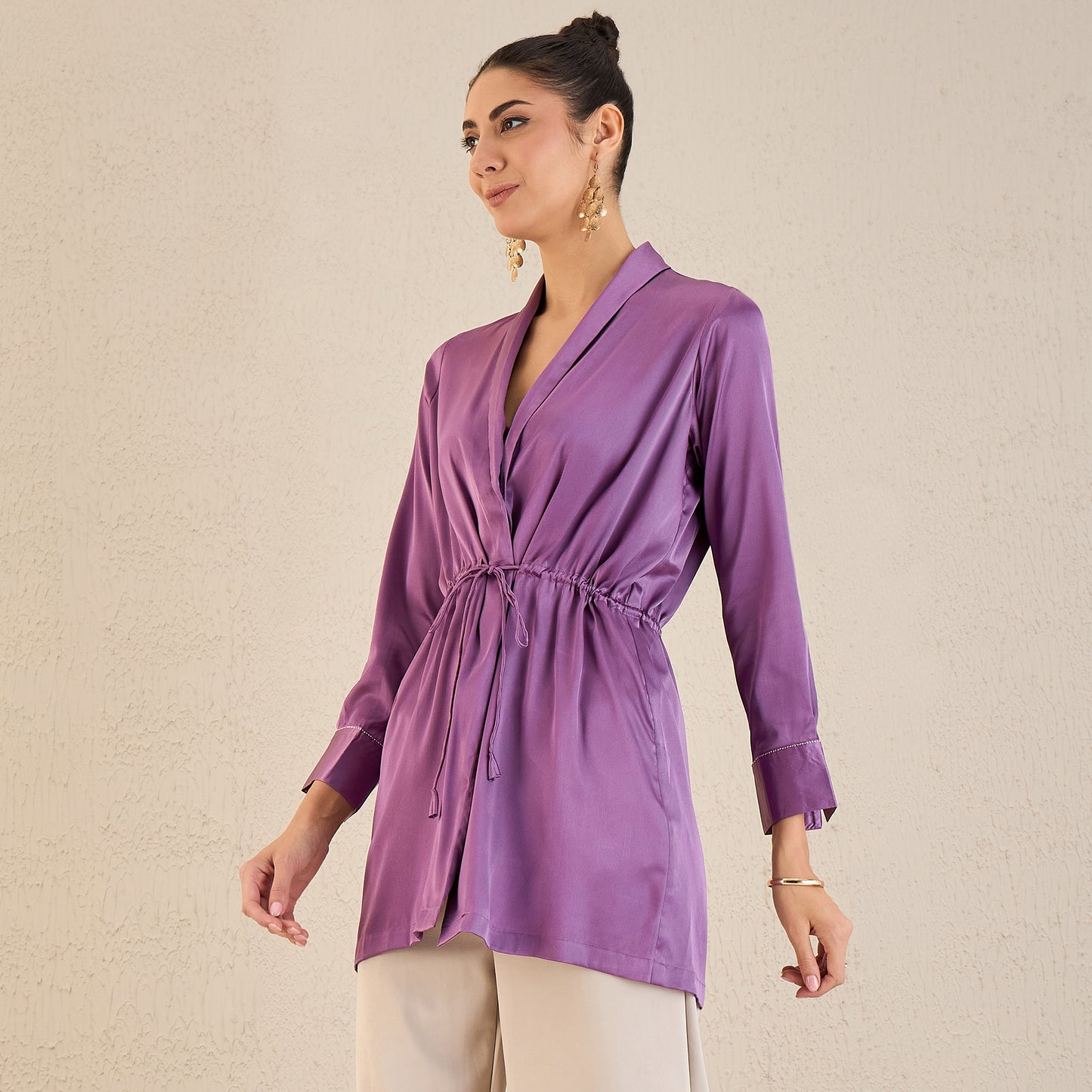 Lilac Semi-Formal Embellished Satin Tunic