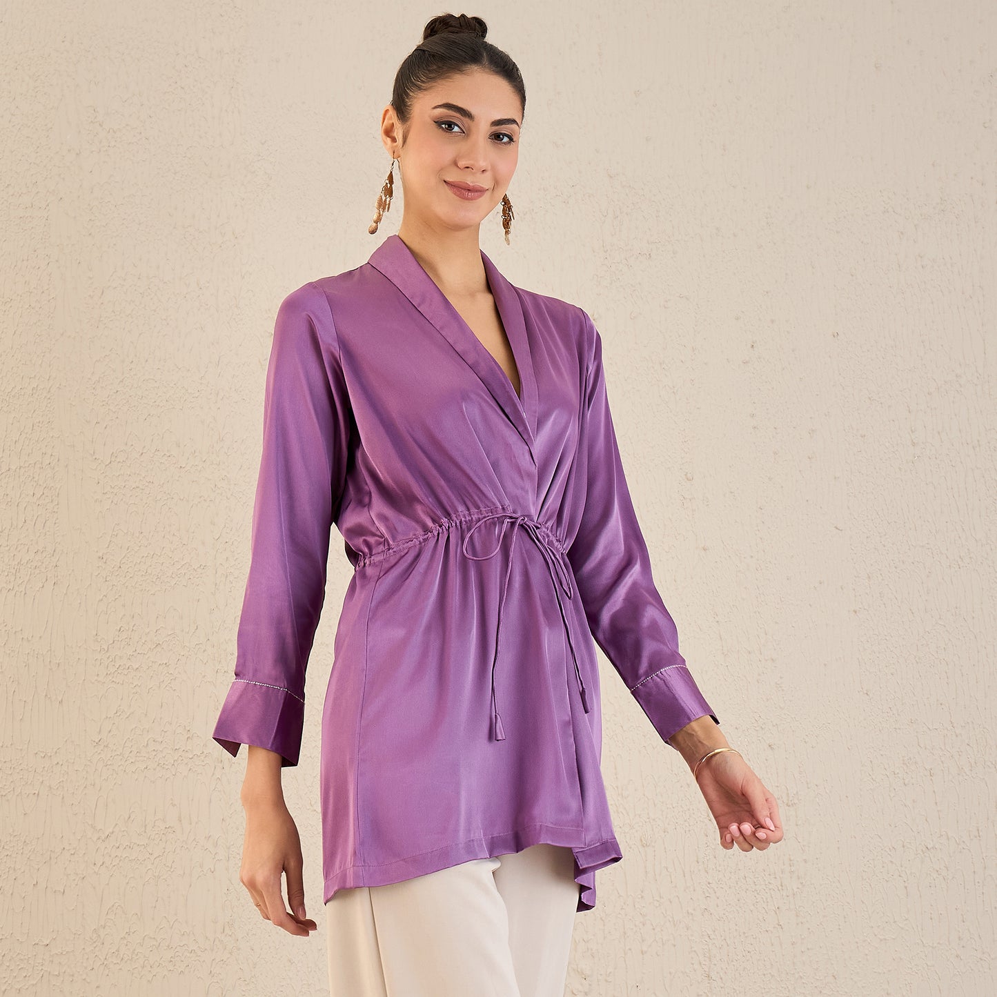 Lilac Semi-Formal Embellished Satin Tunic