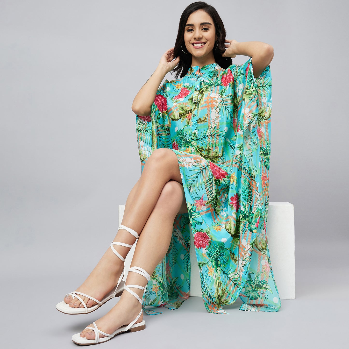 Baby Blue and Green Jungle Print Tunic