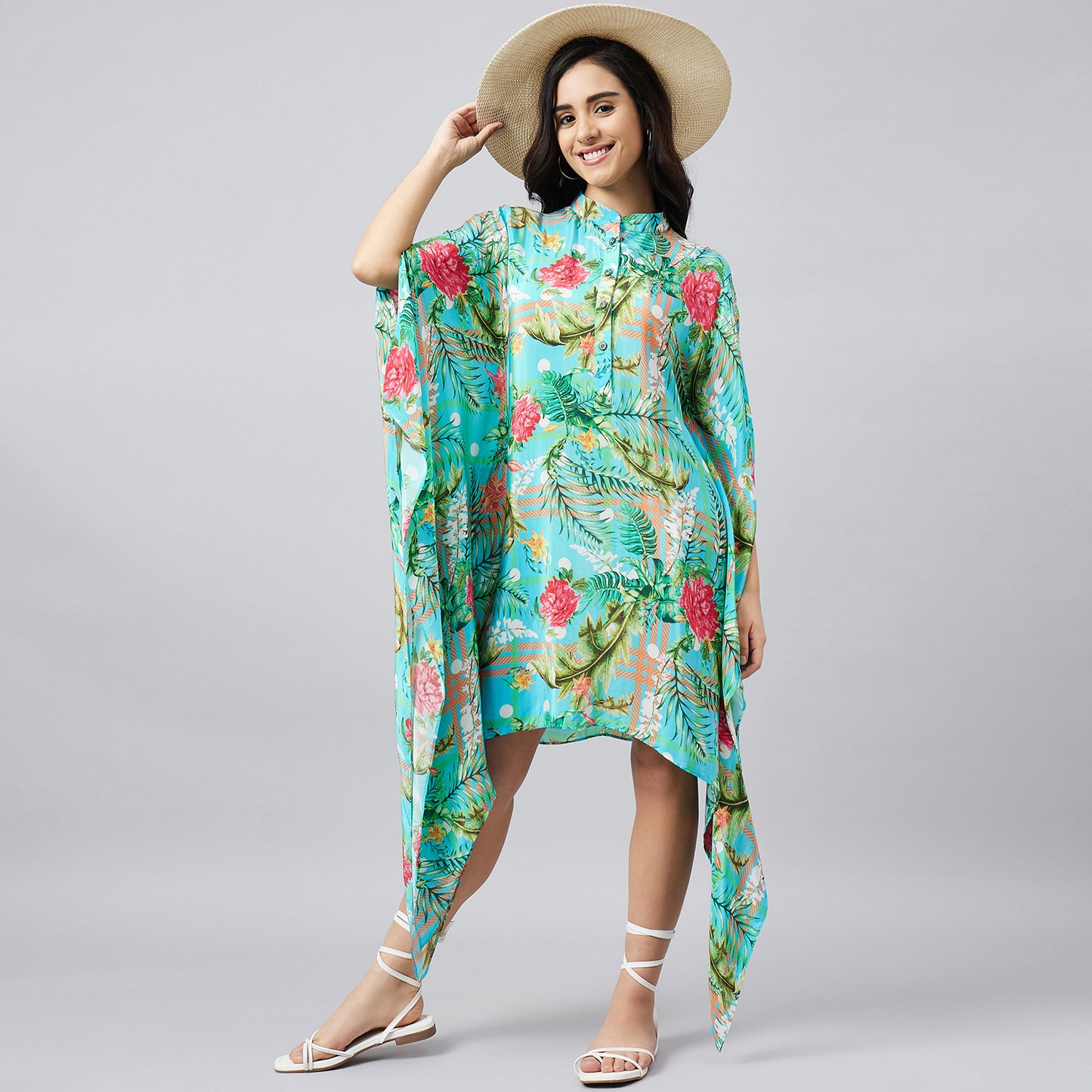 Baby Blue and Green Jungle Print Tunic