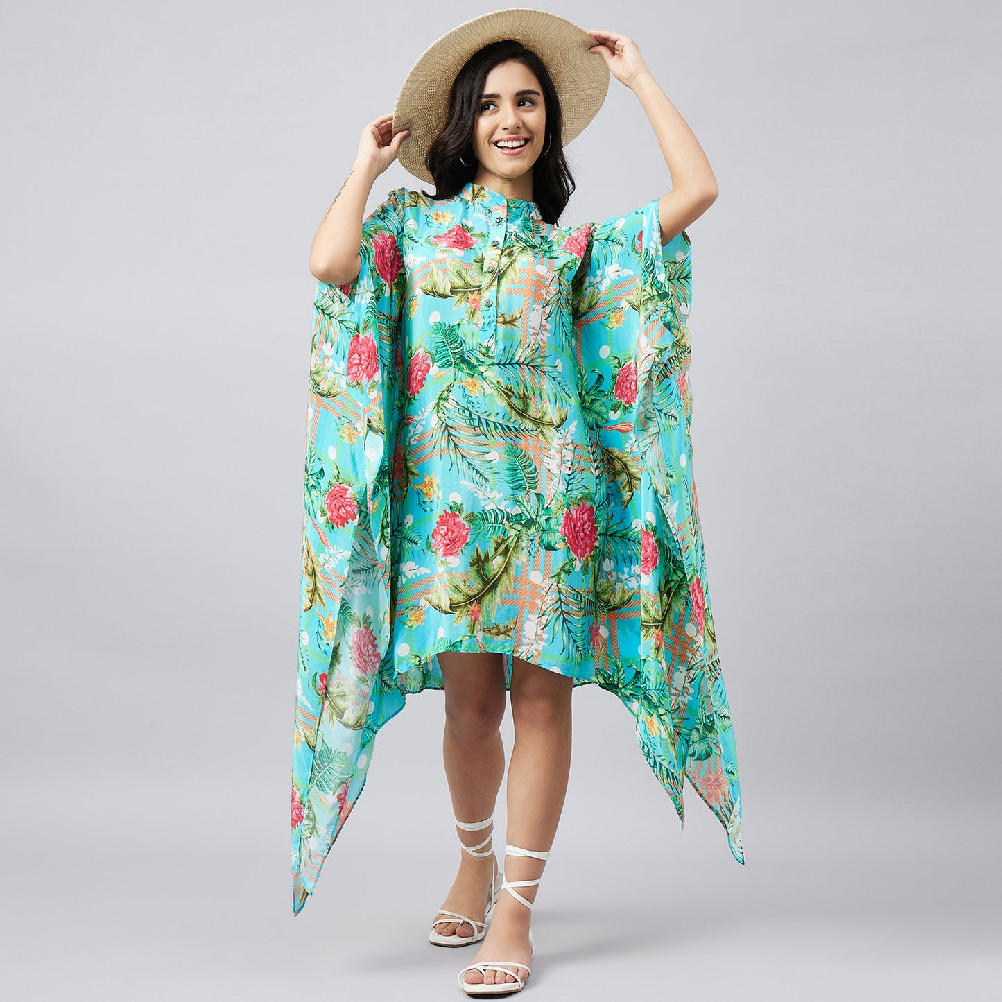 Baby Blue and Green Jungle Print Tunic
