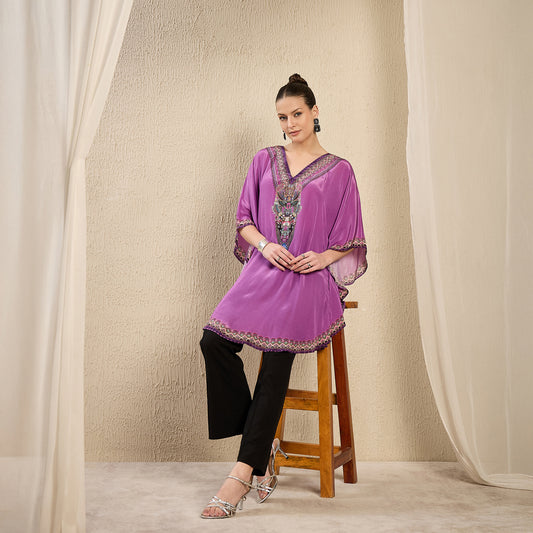 Lilac Apple Cut Embellished Tunic