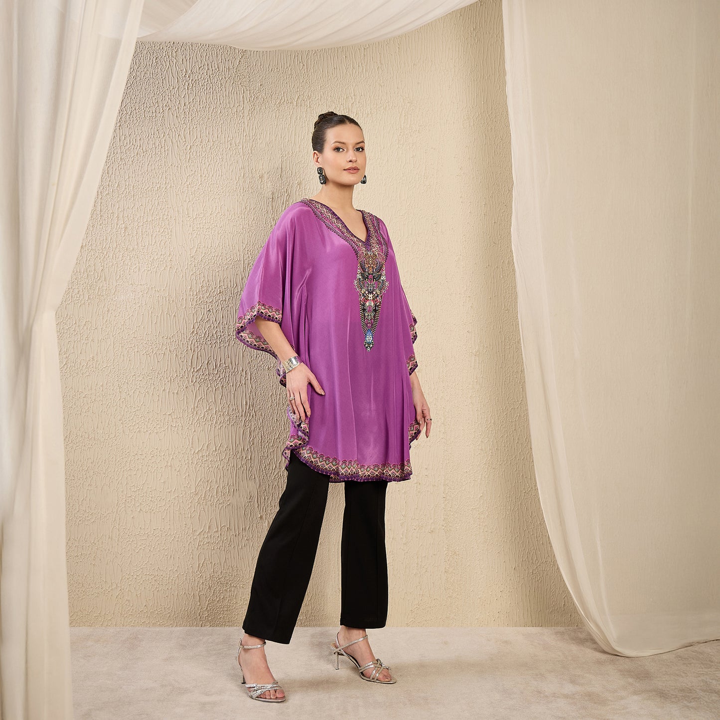 Lilac Apple Cut Embellished Tunic