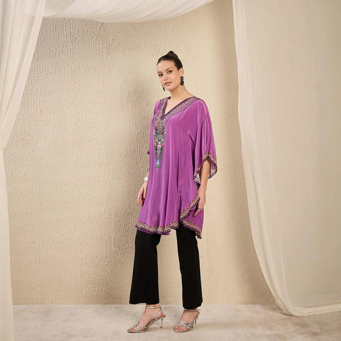 Lilac Apple Cut Embellished Tunic