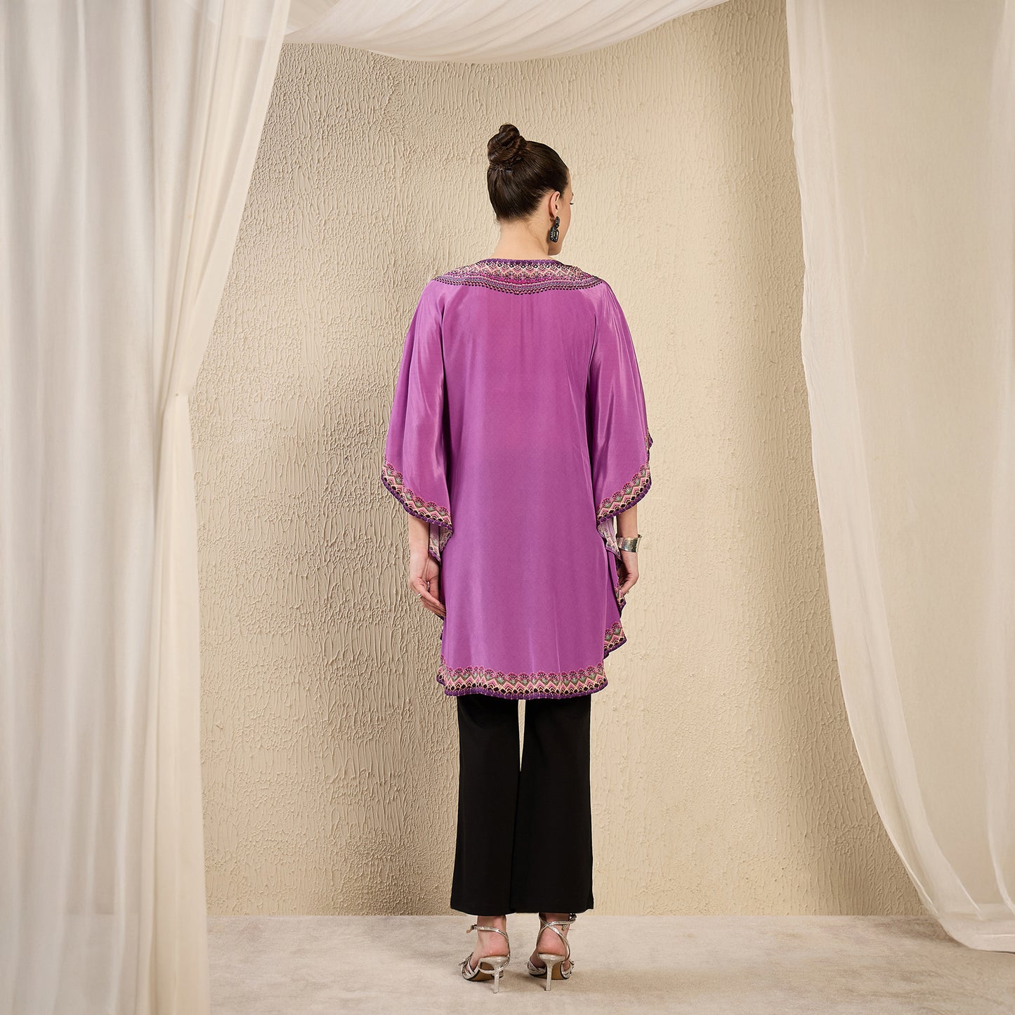 Lilac Apple Cut Embellished Tunic