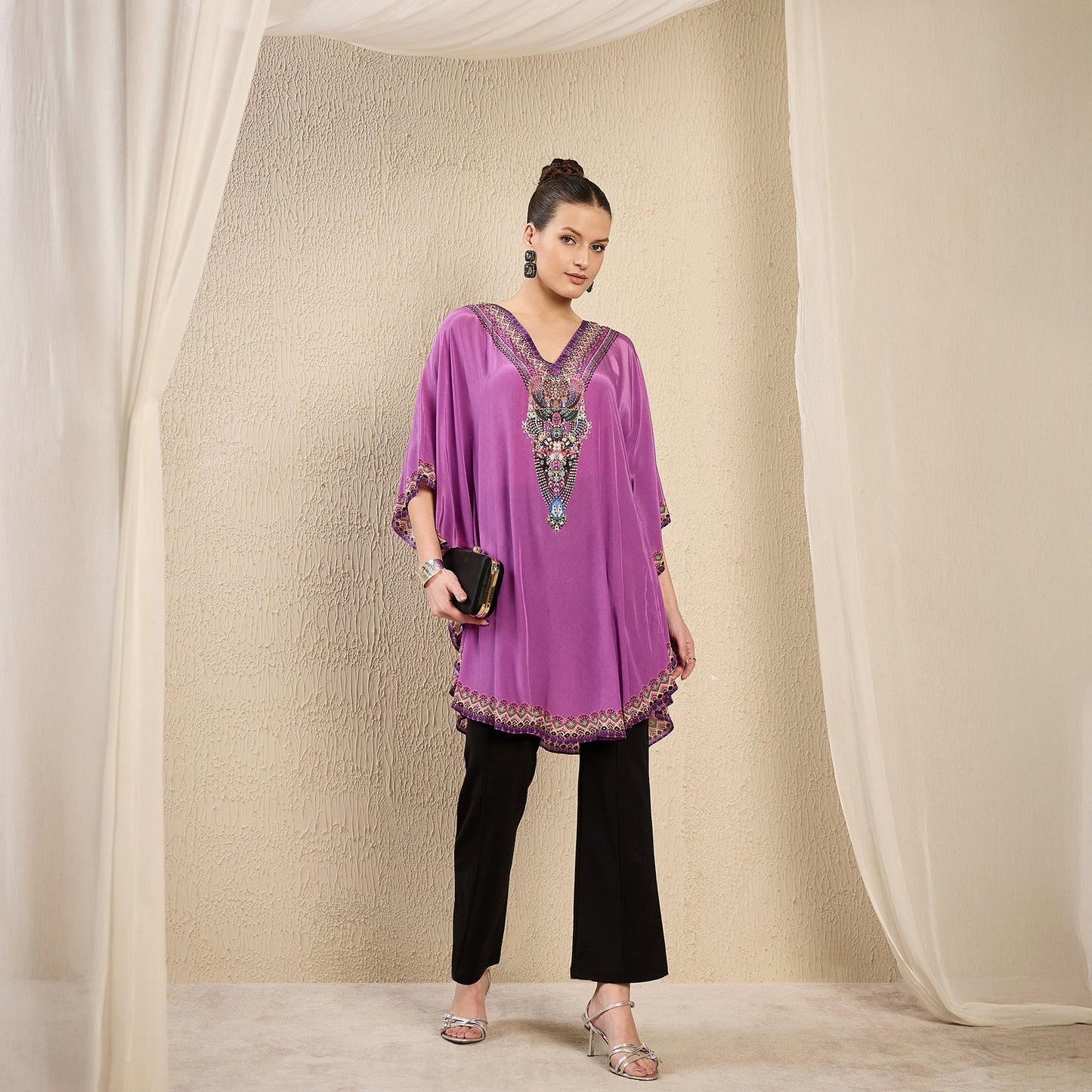 Lilac Apple Cut Embellished Tunic