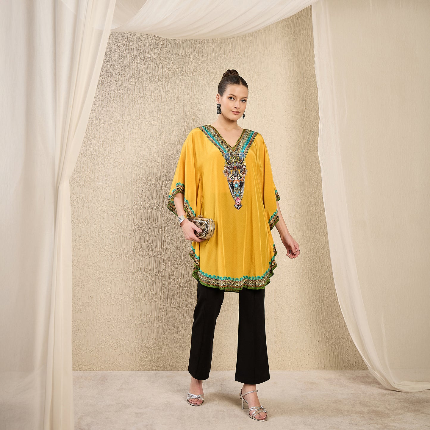 Yellow Apple Cut Embellished Tunic