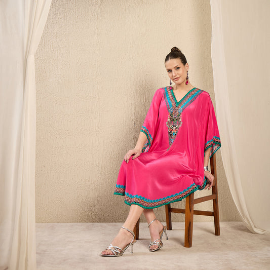 Pink Embellished Mid Length Tunic