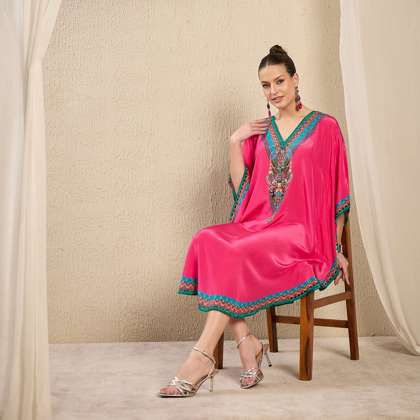 Pink Embellished Mid Length Tunic