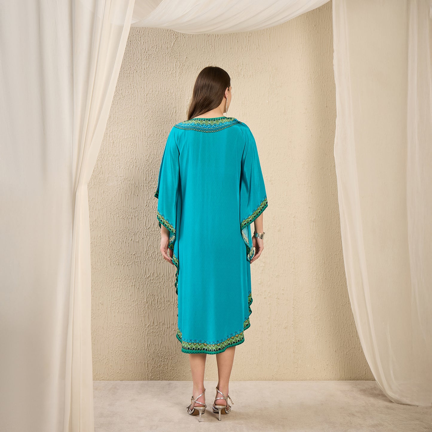 Turquoise Embellished Mid Length Tunic