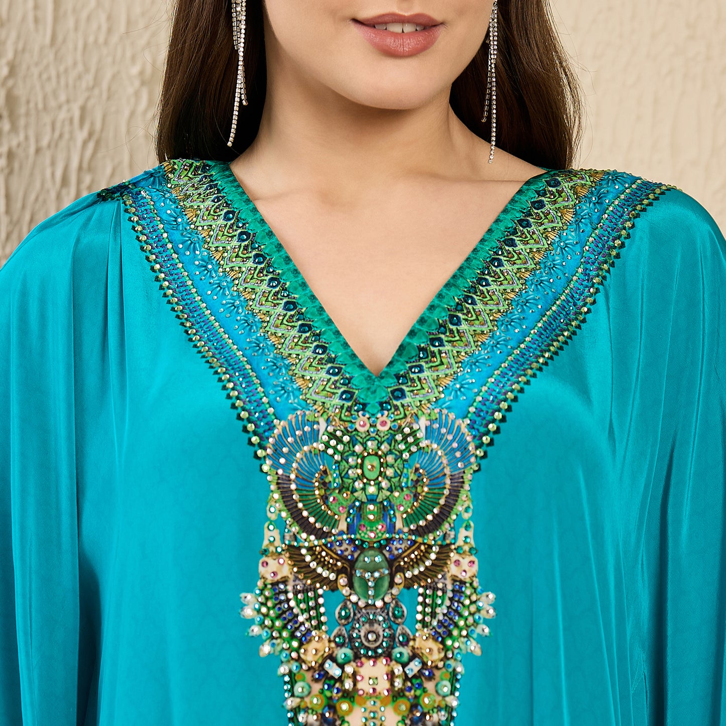 Turquoise Embellished Mid Length Tunic