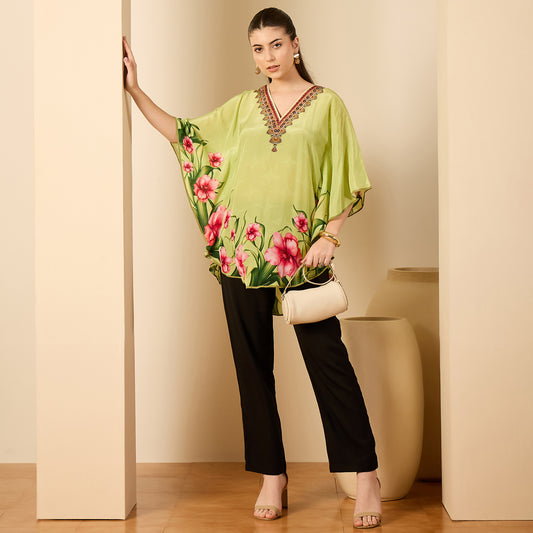 Light Green Floral Printed Tunic