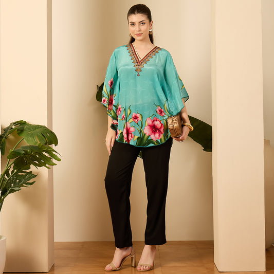 Sky Blue Floral Printed Tunic