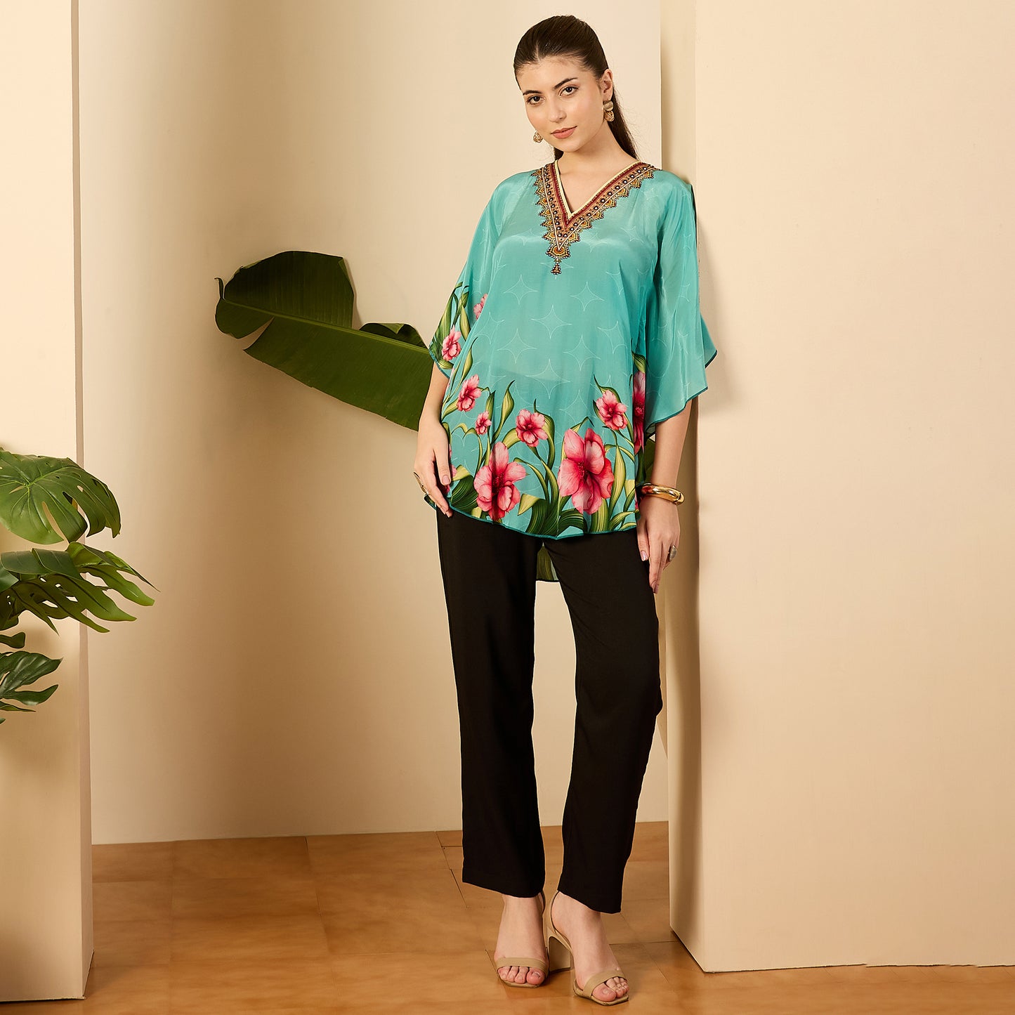 Sky Blue Floral Printed Tunic
