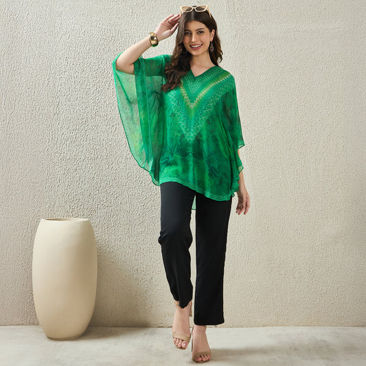 Green Embellished Blossom Tunic
