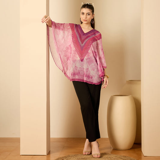 Pink Embellished Blossom Tunic