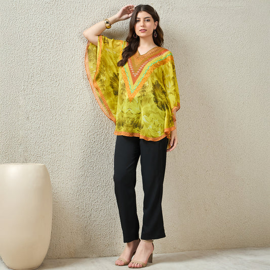 Yellow Embellished Blossom Tunic