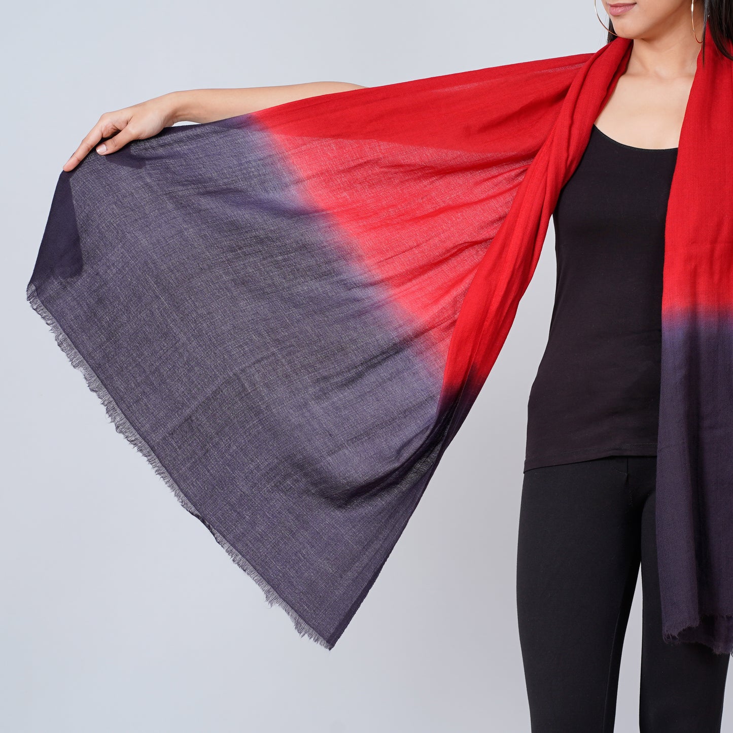 Red and Grey Colour Block Scarf