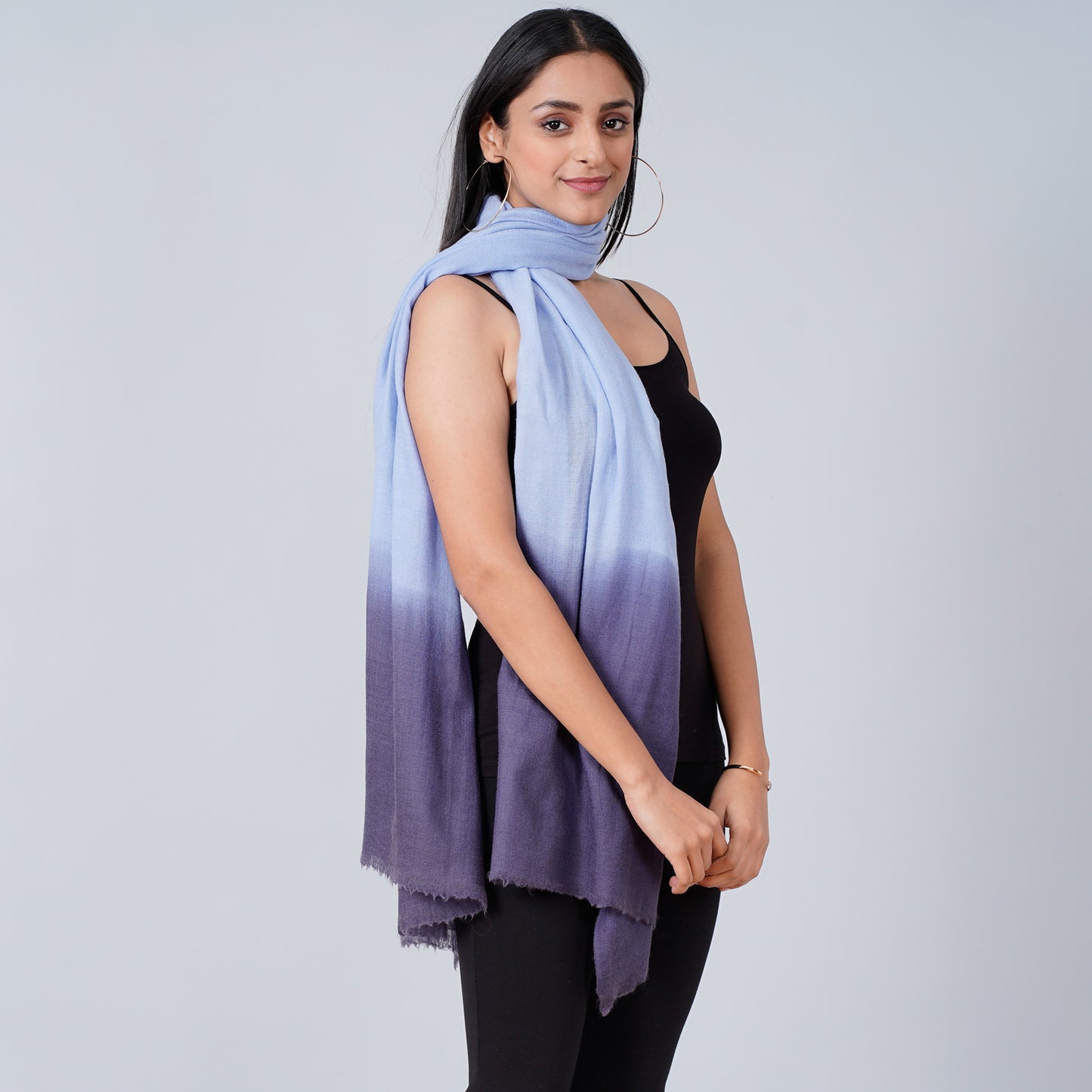Sky Blue and Dark Blue Colour Block Scarf