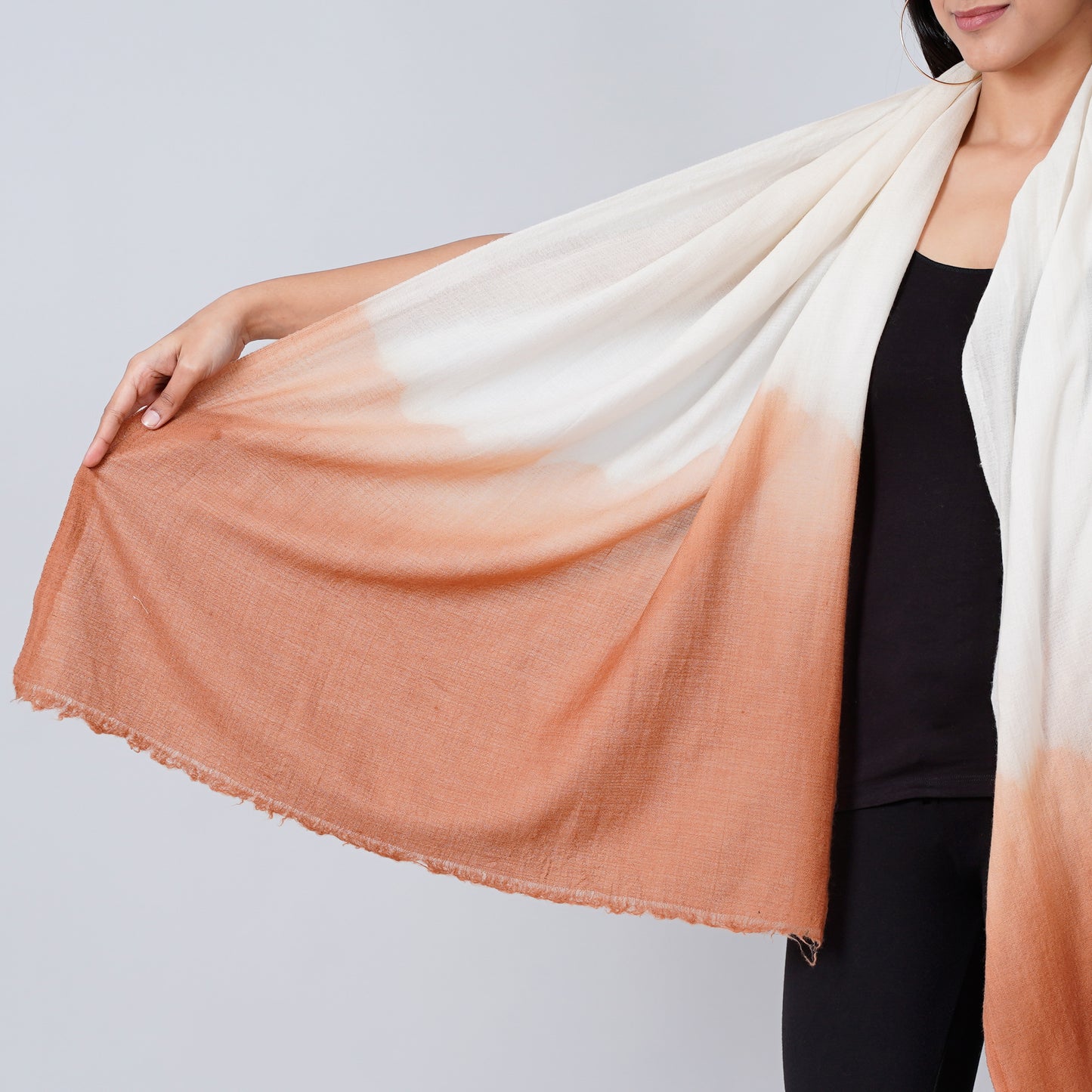 White and Caramel Colour Block Scarf