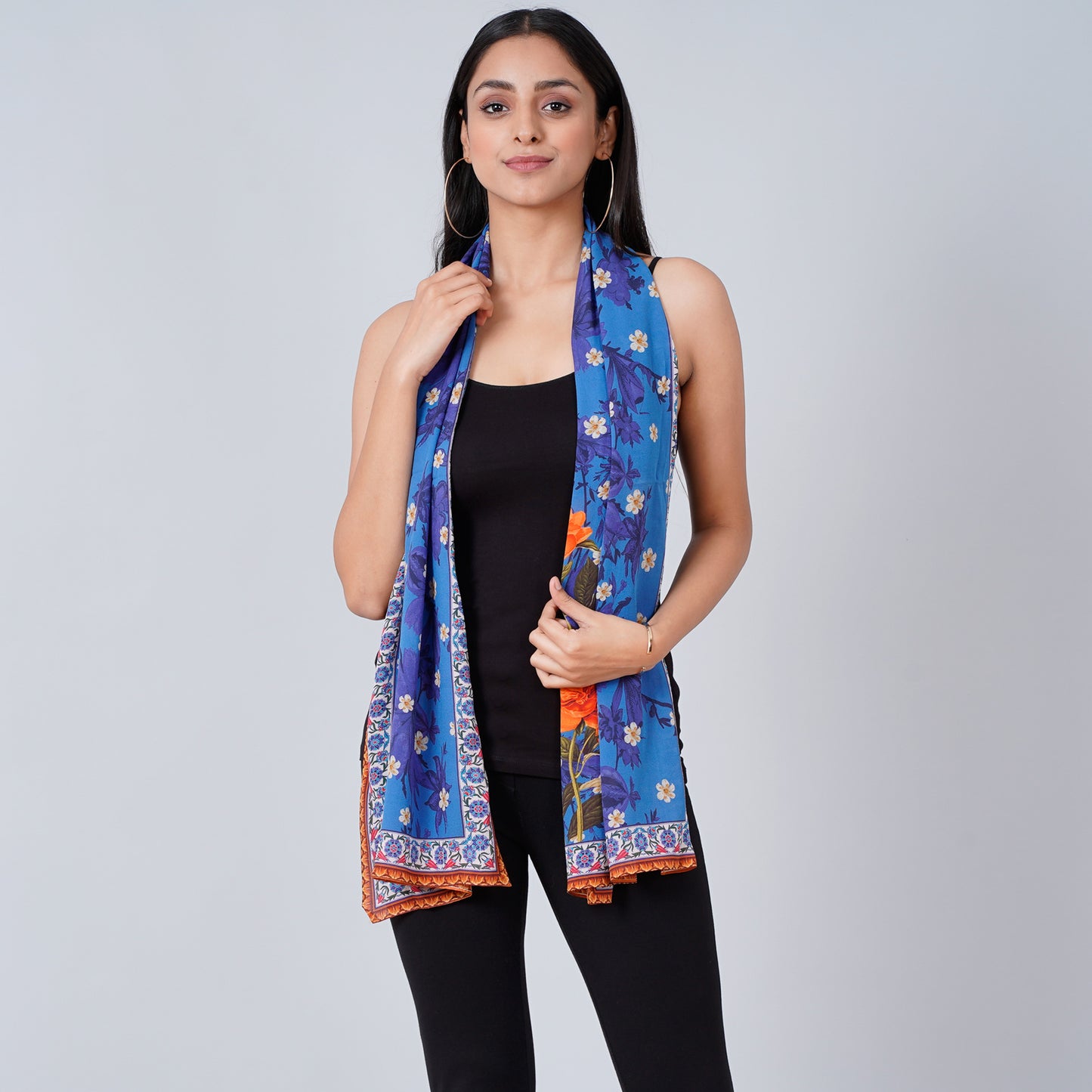 Blue Floral Stole