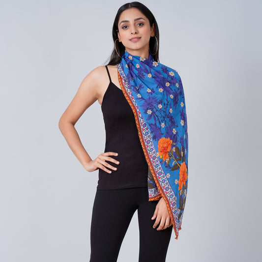 Blue Floral Stole