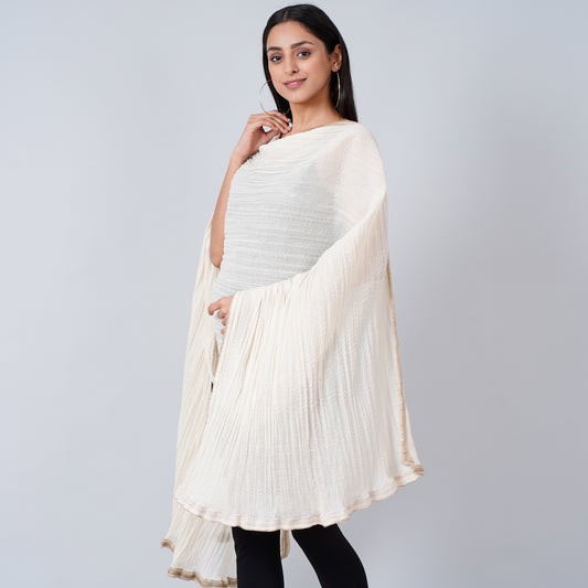 Ivory Cotton Crinkled Dupatta