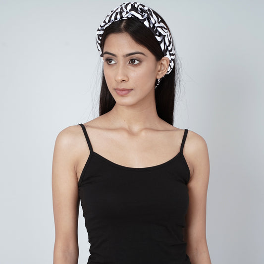 White and Grey Zebra Print Headband