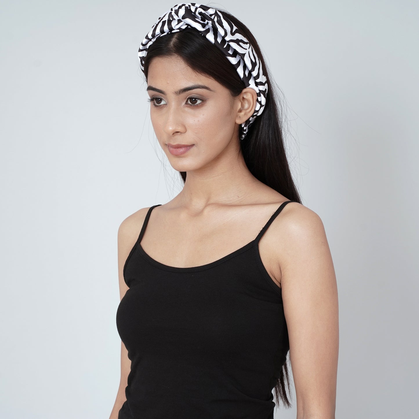White and Grey Zebra Print Headband