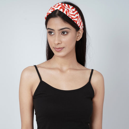 White and Red Zebra Print Headband