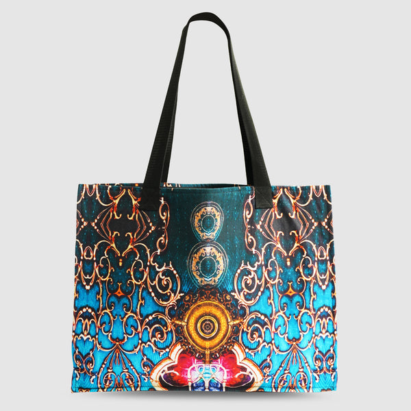 Black And Blue Tribal Print Handbag for Women – Canvas | First Resort by Ramola Bachchan