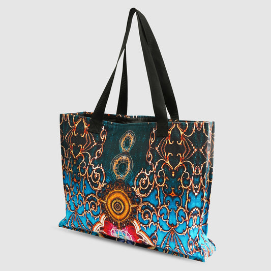 Black and Blue Tribal Print Tote Bag