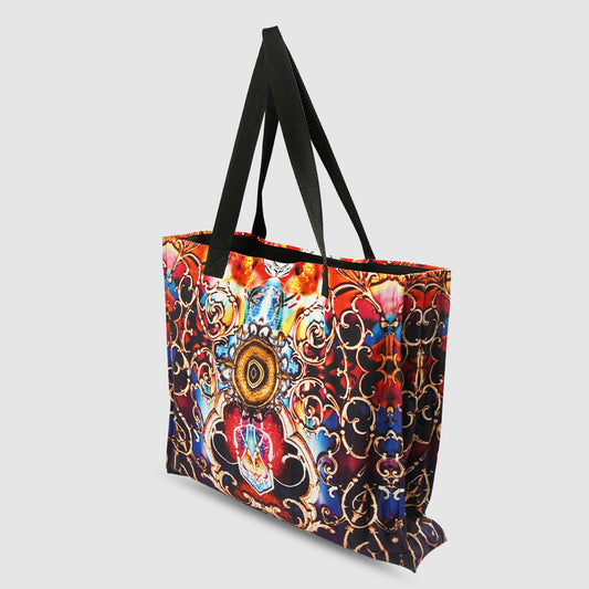 Blue and Magenta Tribal Print Tote Bag