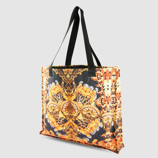 Black and Mustard Yellow Tribal Print Tote Bag