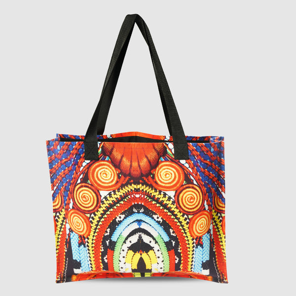 Navy Blue And Orange Tribal Print Handbag for Women – Canvas | First Resort by Ramola Bachchan