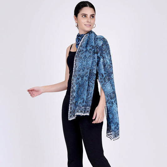 Blue Python Print Stole