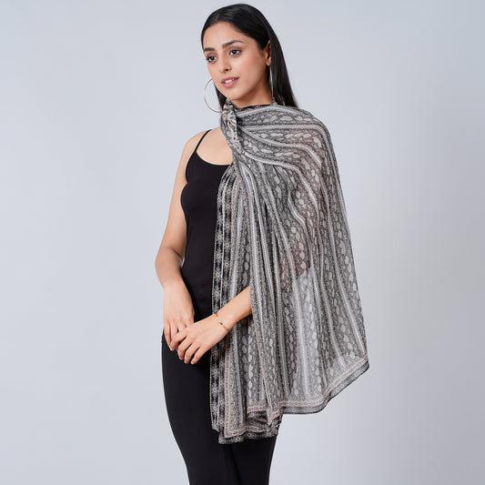 Charcoal Grey Python Print Stole