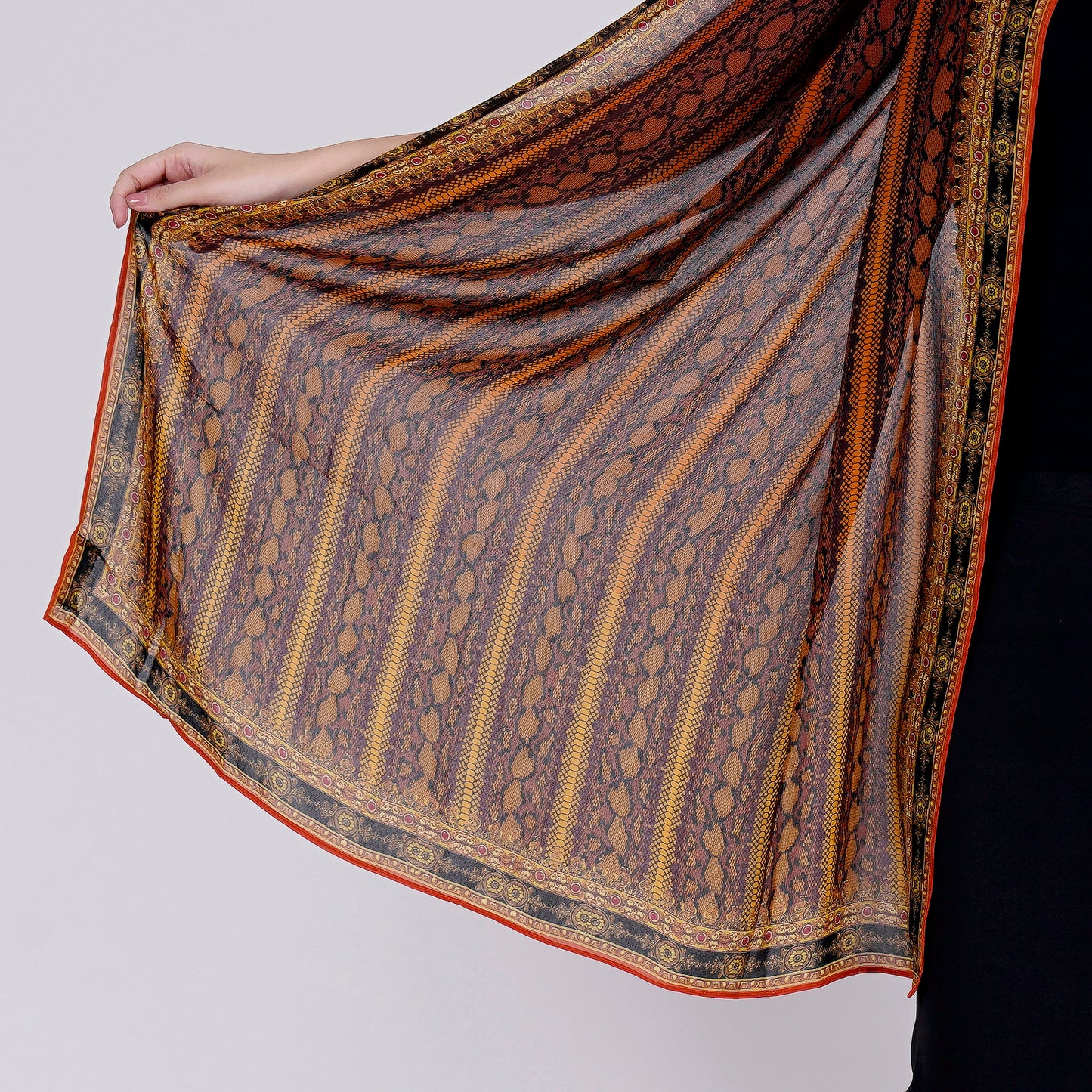 Orange Python Print Stole