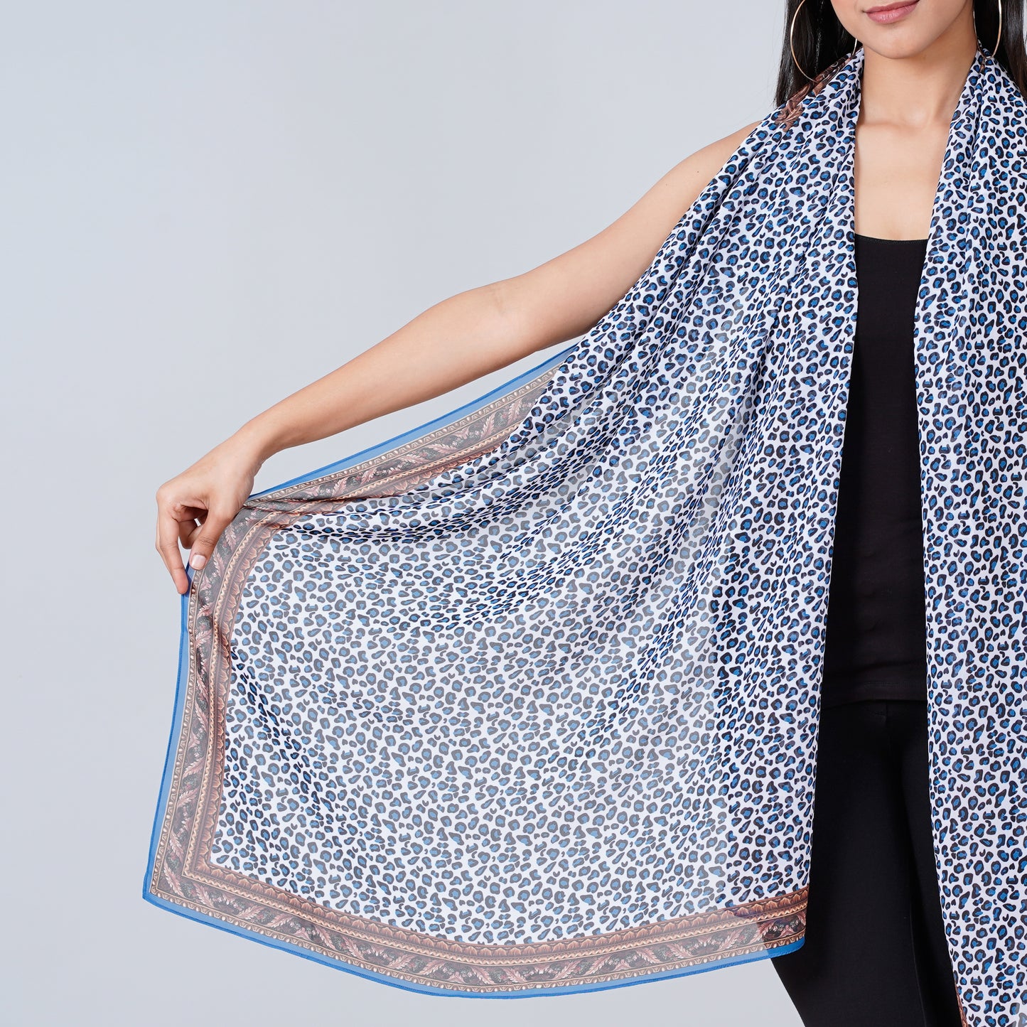 Blue Leopard Print Stole