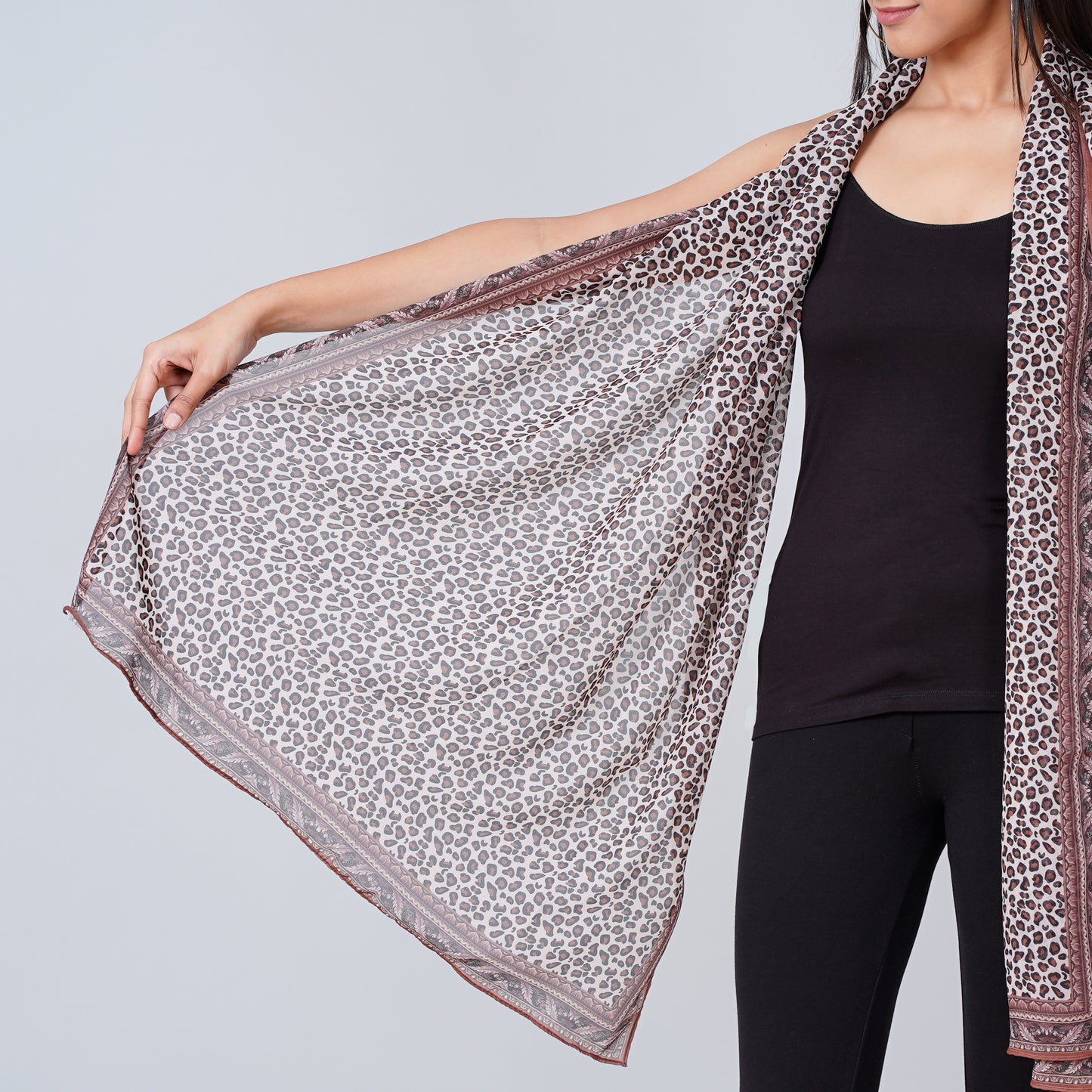 Brown Leopard Print Stole