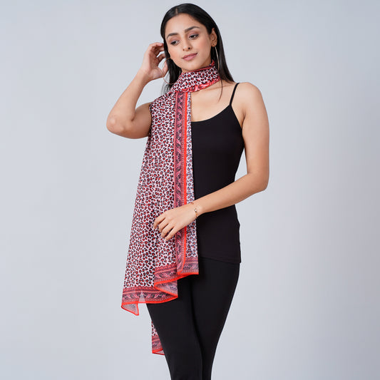 Red Leopard Print Stole