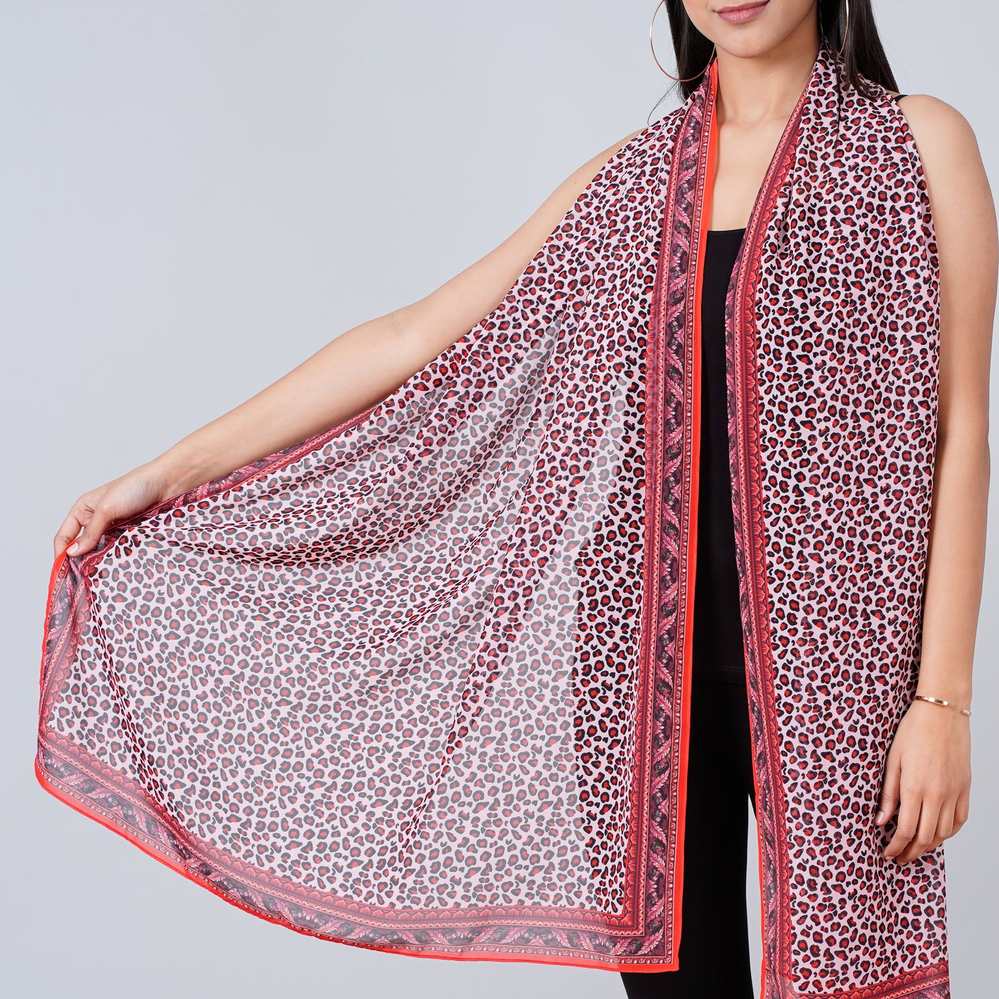 Red Leopard Print Stole