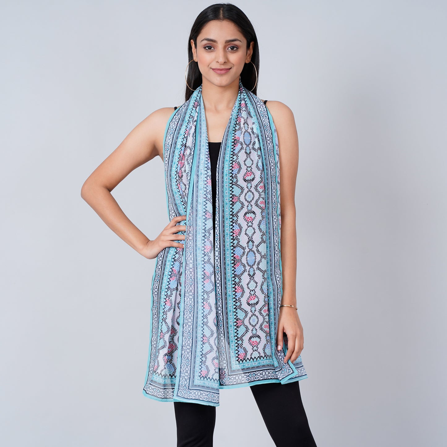 Blue Geometric Stole